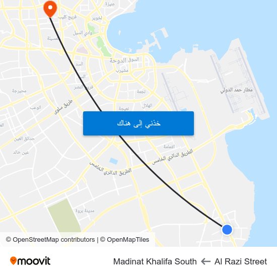 Al Razi Street to Madinat Khalifa South map