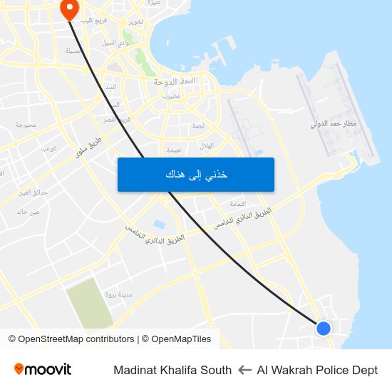 Al Wakrah Police Dept to Madinat Khalifa South map