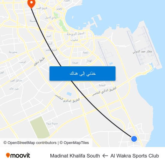 Al Wakra Sports Club to Madinat Khalifa South map