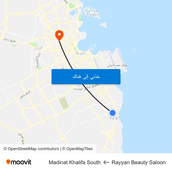 Rayyan Beauty Saloon to Madinat Khalifa South map