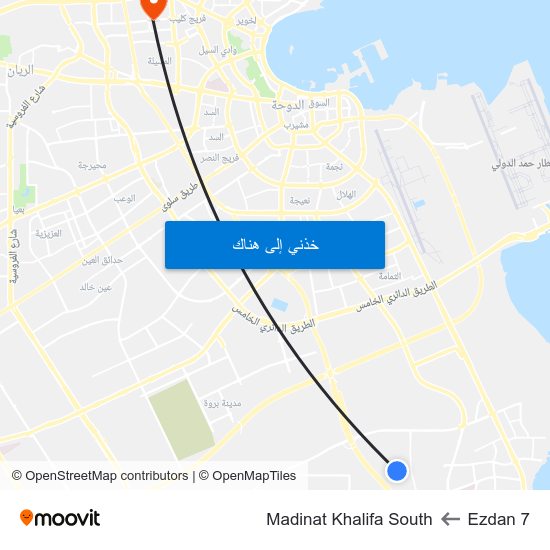 Ezdan 7 to Madinat Khalifa South map