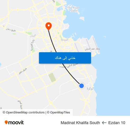 Ezdan 10 to Madinat Khalifa South map