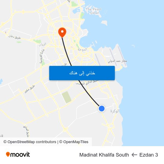 Ezdan 3 to Madinat Khalifa South map