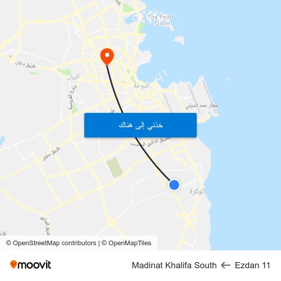 Ezdan 11 to Madinat Khalifa South map