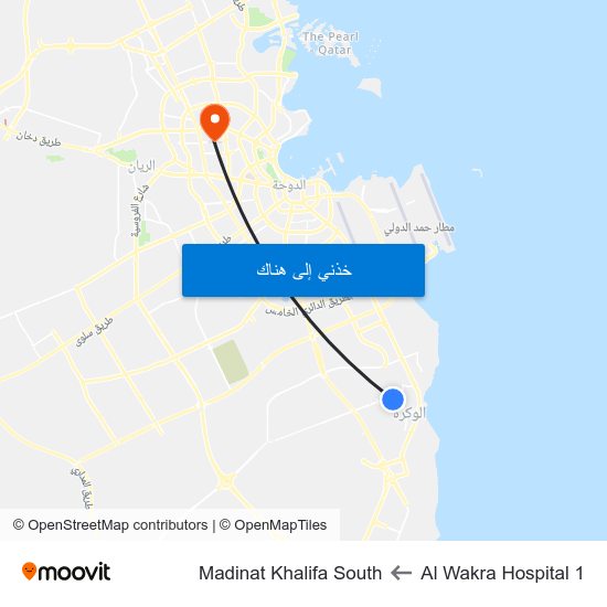 Al Wakra Hospital 1 to Madinat Khalifa South map