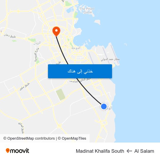 Al Salam to Madinat Khalifa South map