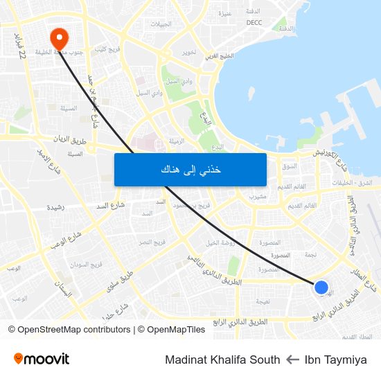 Ibn Taymiya to Madinat Khalifa South map