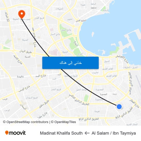 Al Salam / Ibn Taymiya to Madinat Khalifa South map