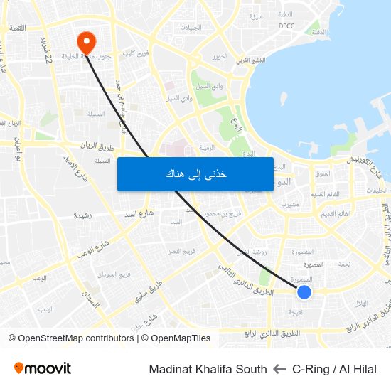 C-Ring / Al Hilal to Madinat Khalifa South map