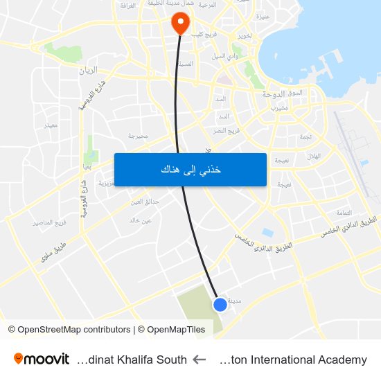 Newton International Academy to Madinat Khalifa South map