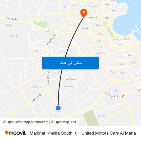 United Motors Cars Al Mana to Madinat Khalifa South map