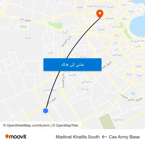 Cas Army Base to Madinat Khalifa South map