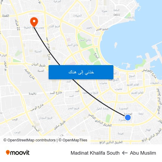 Abu Muslim to Madinat Khalifa South map