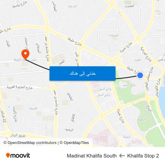 Khalifa Stop 2 to Madinat Khalifa South map