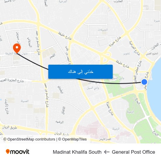 General Post Office to Madinat Khalifa South map