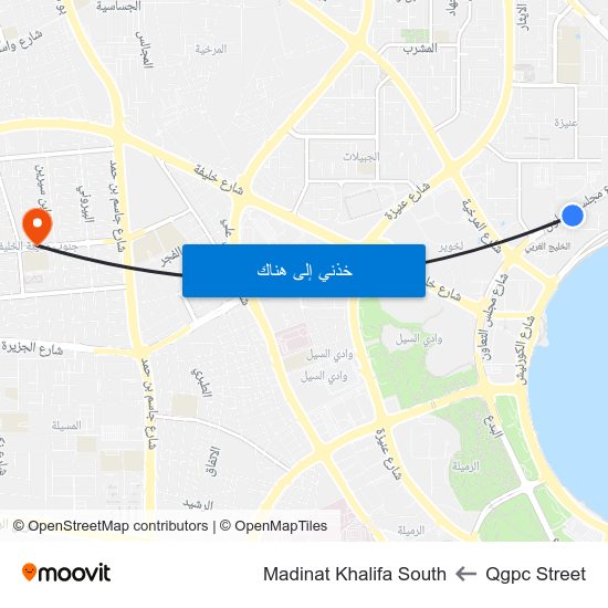 Qgpc Street to Madinat Khalifa South map