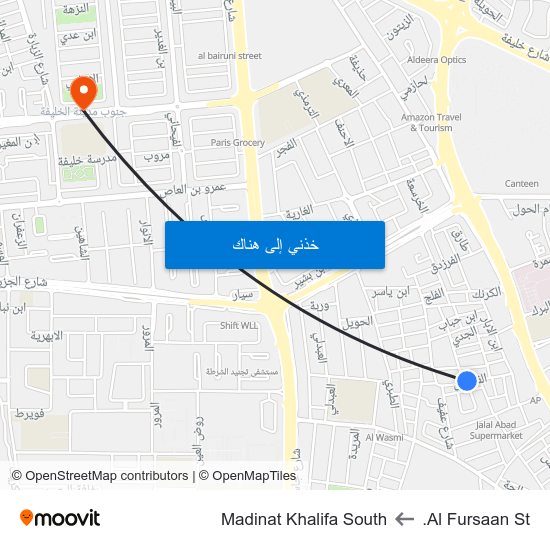 Al Fursaan St. to Madinat Khalifa South map