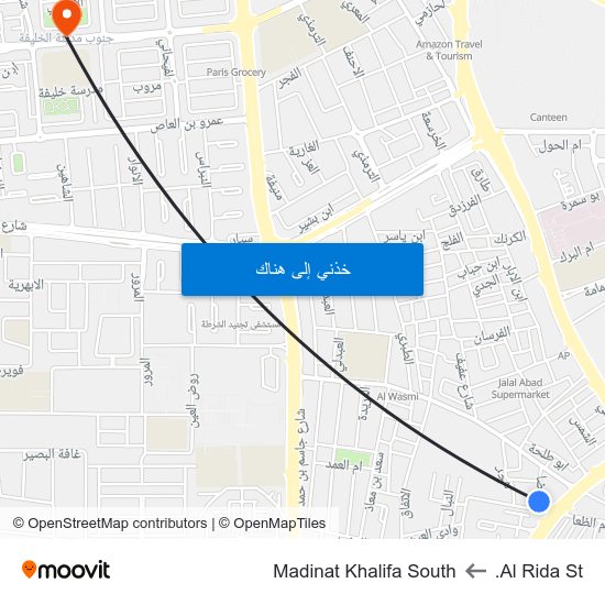 Al Rida St. to Madinat Khalifa South map