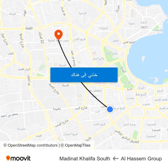 Al Hassem Group to Madinat Khalifa South map