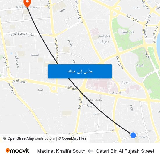 Qatari Bin Al Fujaah Street to Madinat Khalifa South map