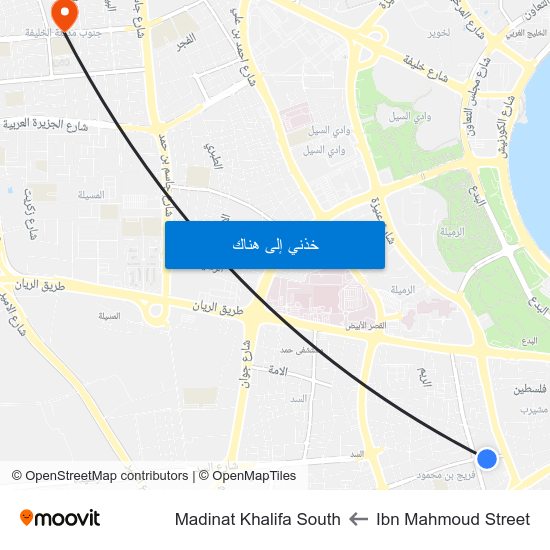 Ibn Mahmoud Street to Madinat Khalifa South map