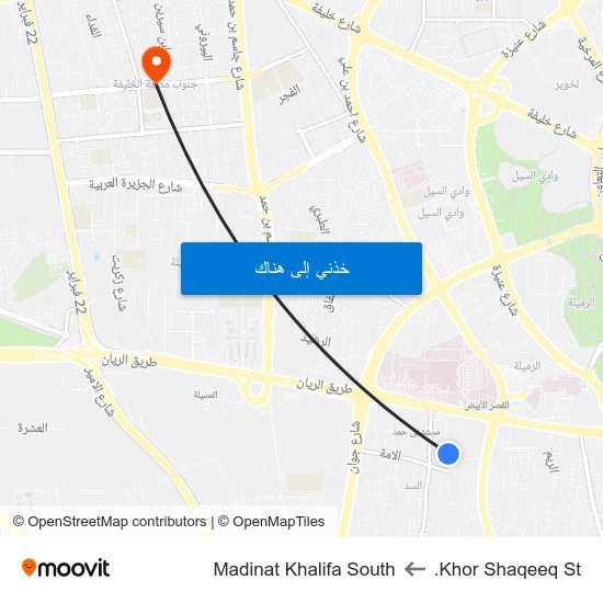 Khor Shaqeeq St. to Madinat Khalifa South map