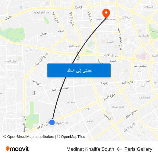 Paris Gallery to Madinat Khalifa South map