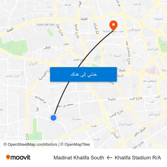 Khalifa Stadium R/A to Madinat Khalifa South map