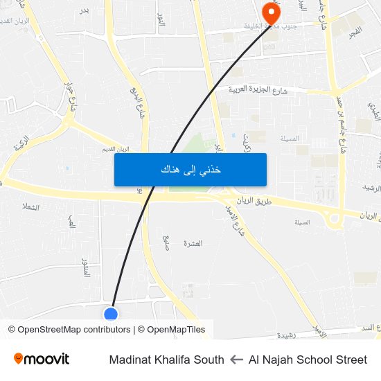 Al Najah School Street to Madinat Khalifa South map