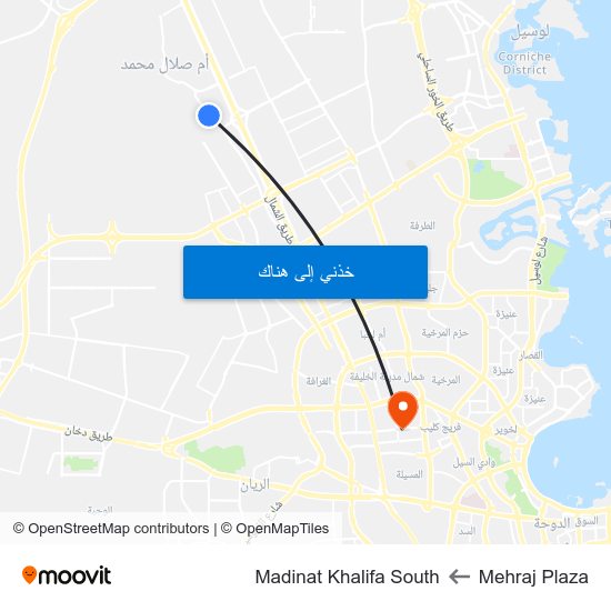 Mehraj Plaza to Madinat Khalifa South map