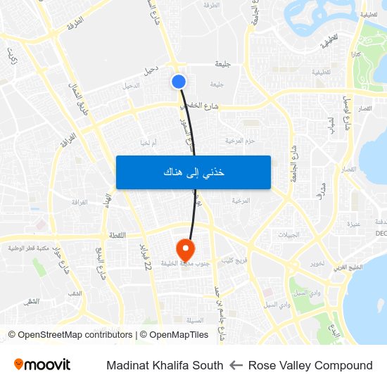 Rose Valley Compound to Madinat Khalifa South map