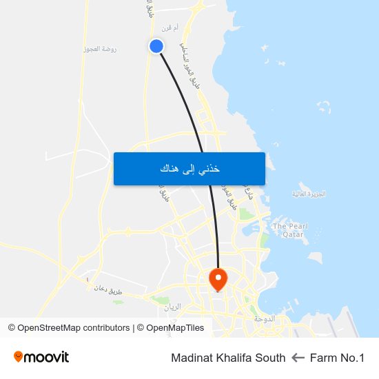 Farm No.1 to Madinat Khalifa South map