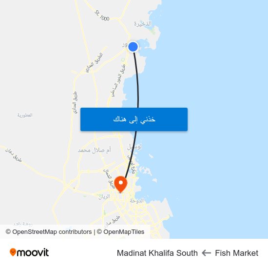 Fish Market to Madinat Khalifa South map