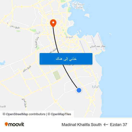 Ezdan 37 to Madinat Khalifa South map