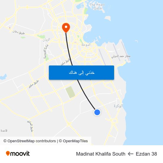 Ezdan 38 to Madinat Khalifa South map