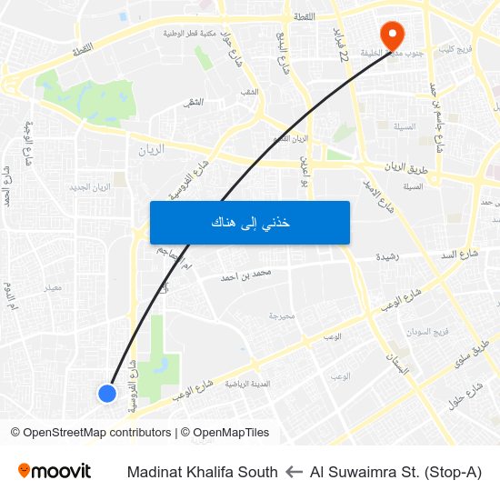 Al Suwaimra St. (Stop-A) to Madinat Khalifa South map