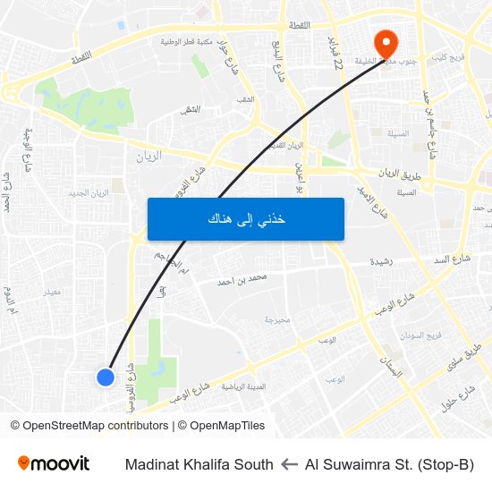 Al Suwaimra St. (Stop-B) to Madinat Khalifa South map