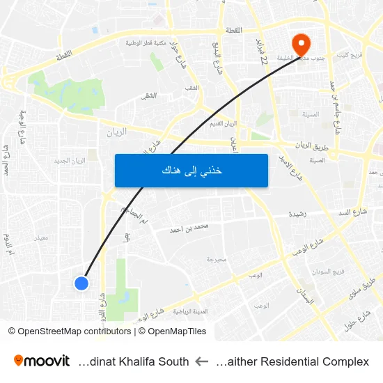 Muaither Residential Complex to Madinat Khalifa South map