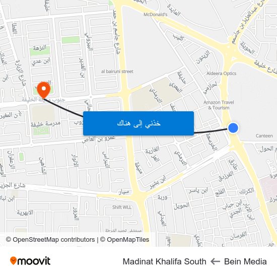 Bein Media to Madinat Khalifa South map
