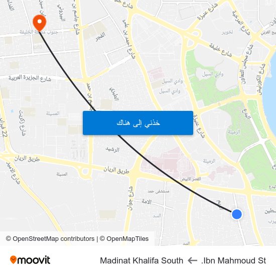 Ibn Mahmoud St. to Madinat Khalifa South map
