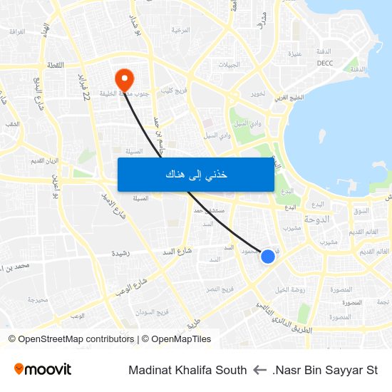 Nasr Bin Sayyar St. to Madinat Khalifa South map
