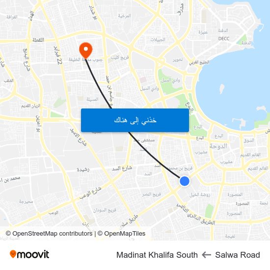 Salwa Road to Madinat Khalifa South map