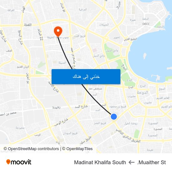 Muaither St. to Madinat Khalifa South map