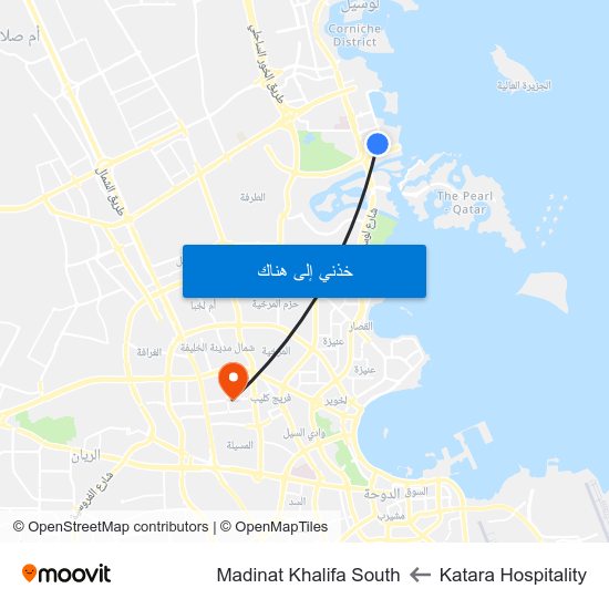 Katara Hospitality to Madinat Khalifa South map