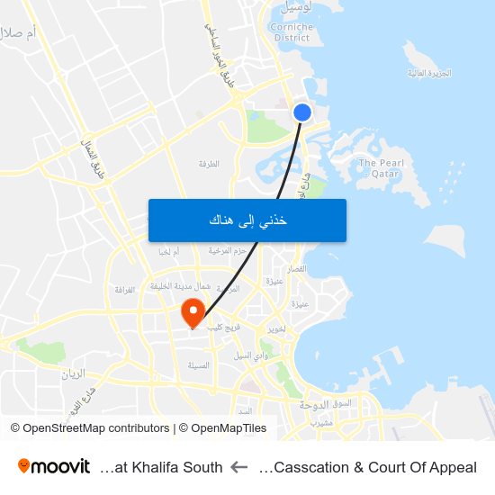 Court Of Casscation & Court Of Appeal to Madinat Khalifa South map