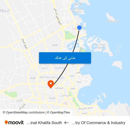 Ministry Of Commerce & Industry to Madinat Khalifa South map