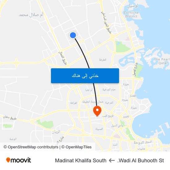 Wadi Al Buhooth St. to Madinat Khalifa South map