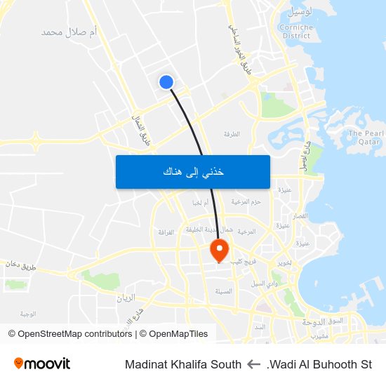 Wadi Al Buhooth St. to Madinat Khalifa South map