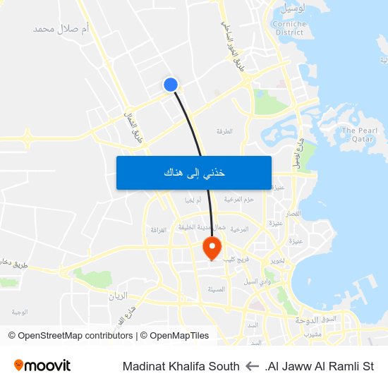 Al Jaww Al Ramli St. to Madinat Khalifa South map