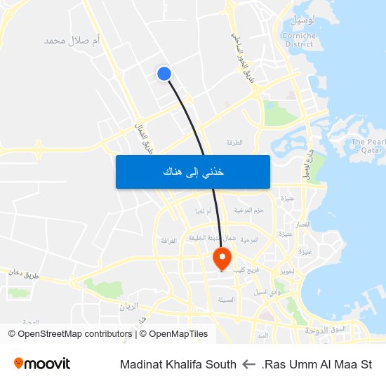 Ras Umm Al Maa St. to Madinat Khalifa South map